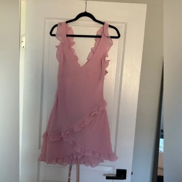 House of CB | Pink Quartz Ruffle Mini Dress | Size L - Picture 9 of 11